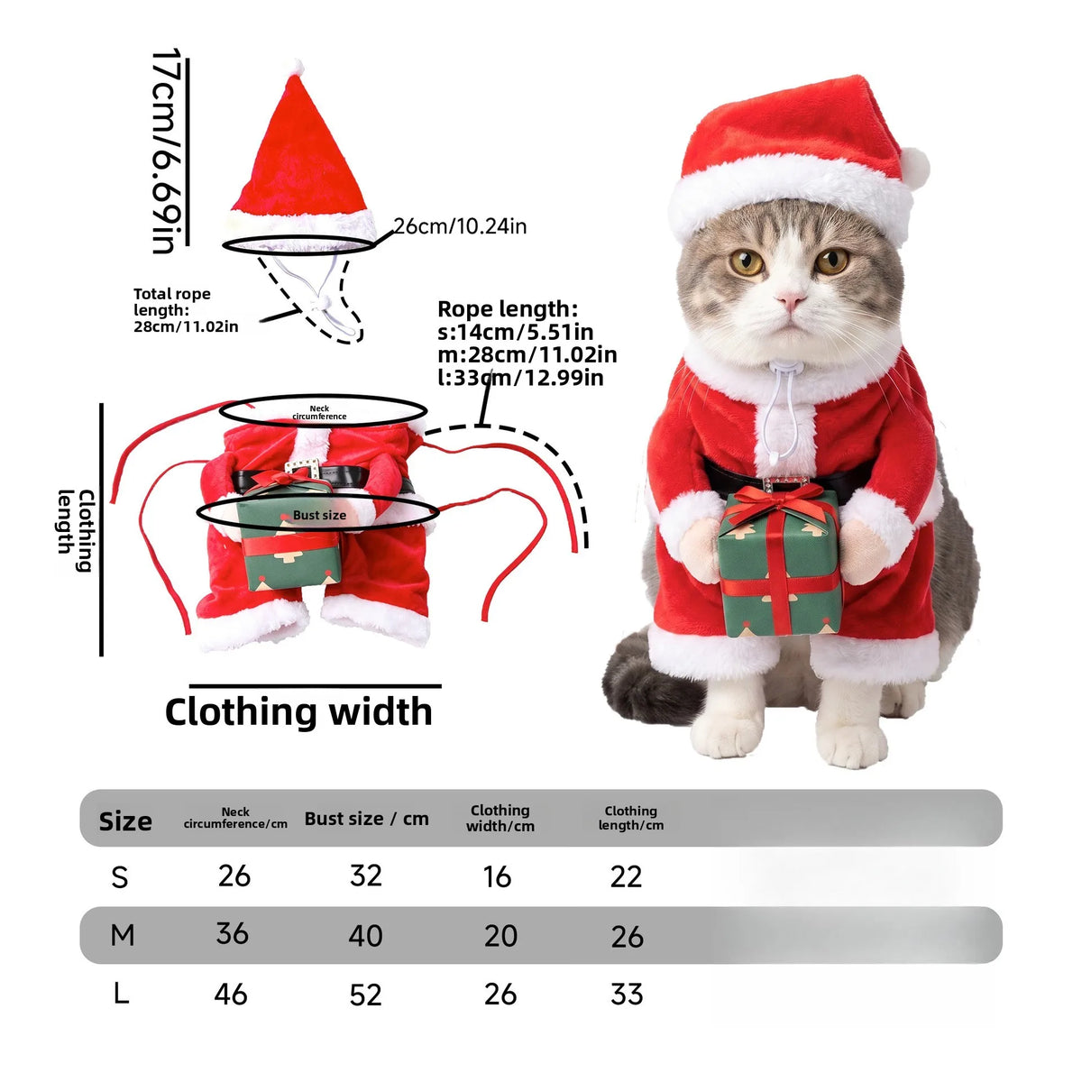 New Christmas Cat Hug Gift Box Clothing Small Dogs Fun and Funny Standing Clothes Pet Supplies