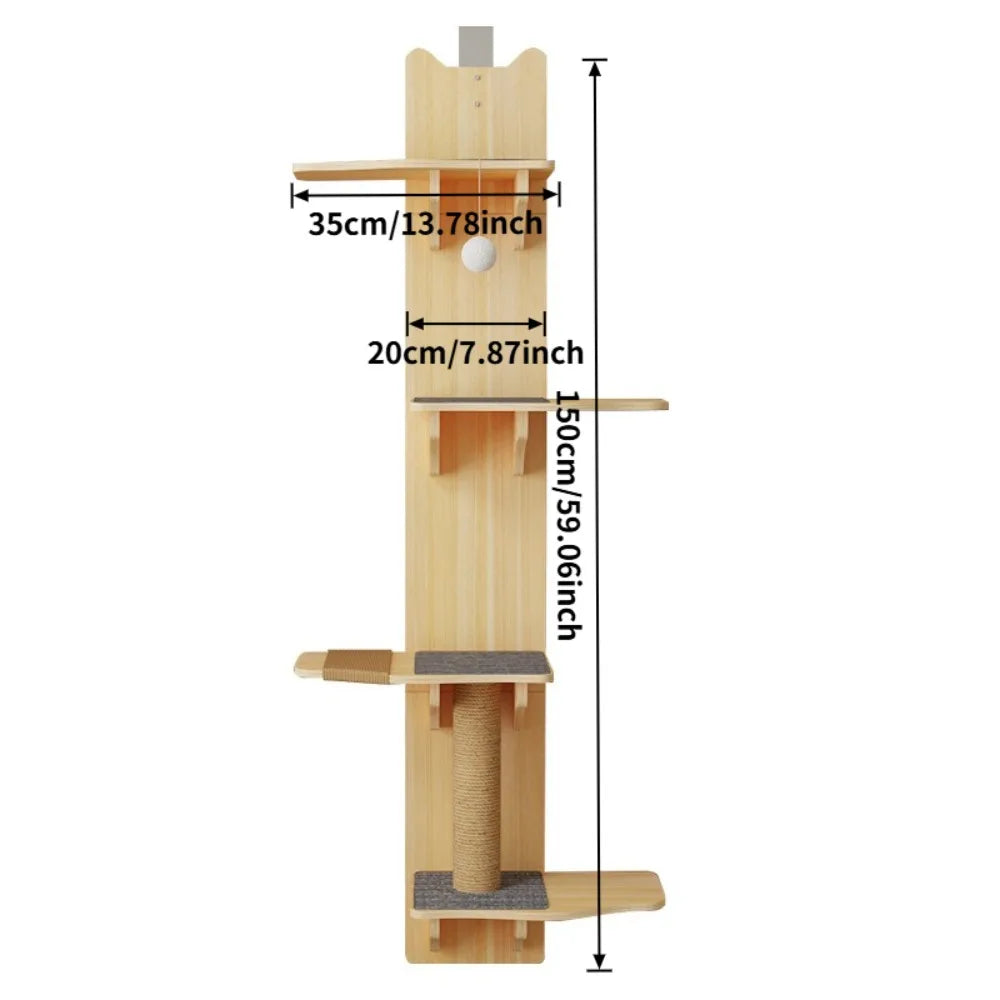 4-Level Door-Mounted Cat Climbing Tower