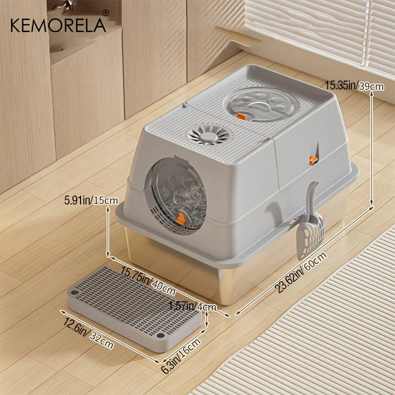 Stainless Steel Cat Litter Box with High Sides