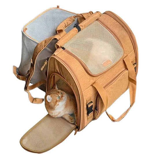 Portable cat bag, expandable large-capacity pet backpack, foldable small-medium-sized dog and cat travel bag Small/Medium Dogs
