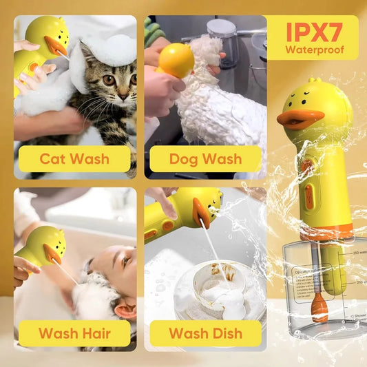 Duck-Shaped Pet Bath Foam Soap Dispenser – Automatic Shampoo Foamer for Dogs & Cats