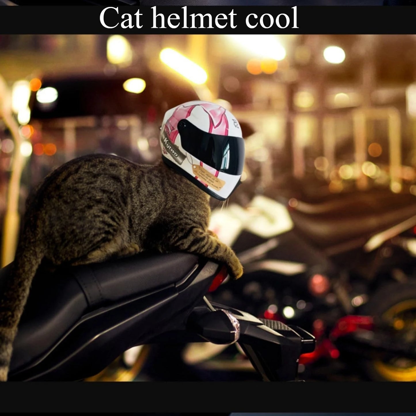 Cat Motorcycle Helmet Full Face Outdoor Riding Helmet Hat ABS Material Cat Dog Doggie Puppy Kitten Pet Supplies Racing PINK NEW