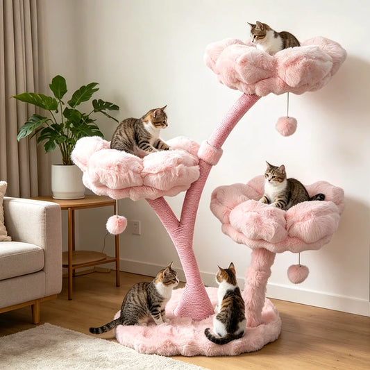 Pink Flower Cat Tree Tower