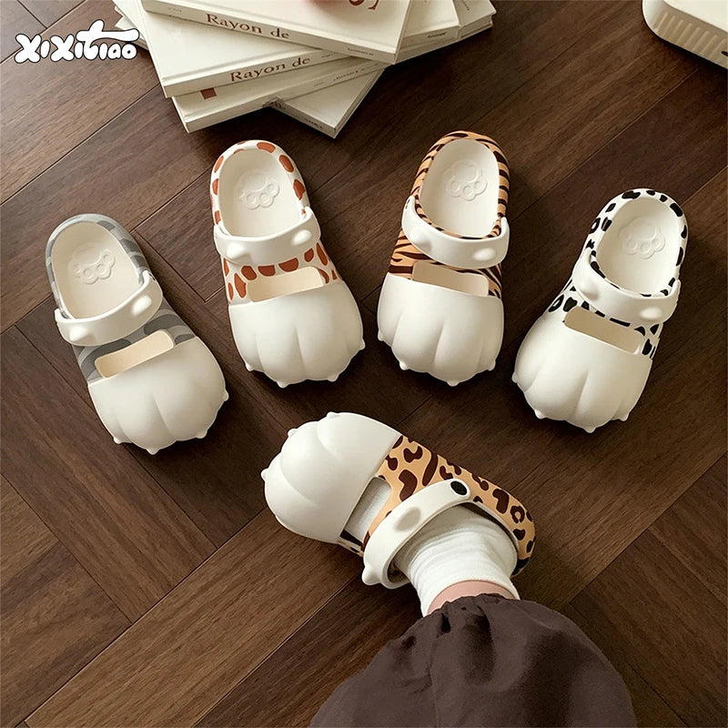 Women’s EVA Platform Slippers – Color Block Closed-Toe Sandals