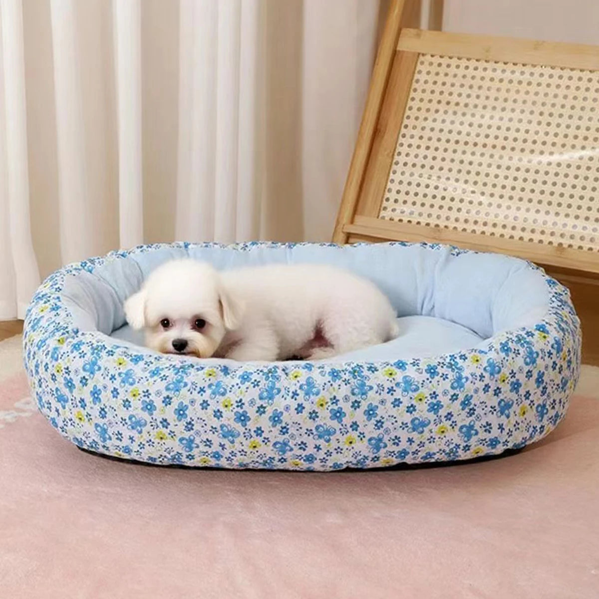 Floral Plush Dog Bed