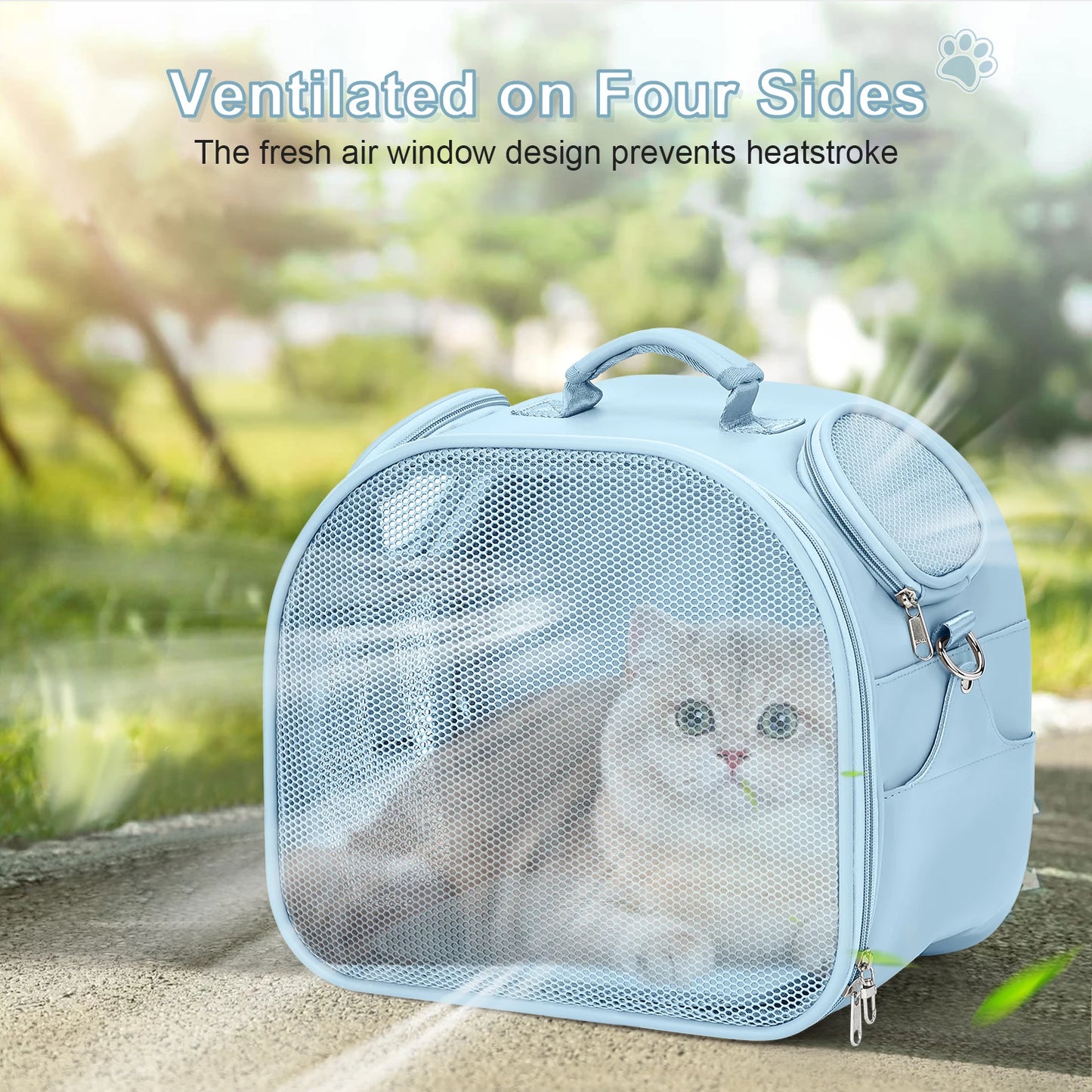 Carry on Pet Carrier Airline Approved Portable Cat Backpack Carrier - Breathable Mesh Design Lightweight for Small to Medium