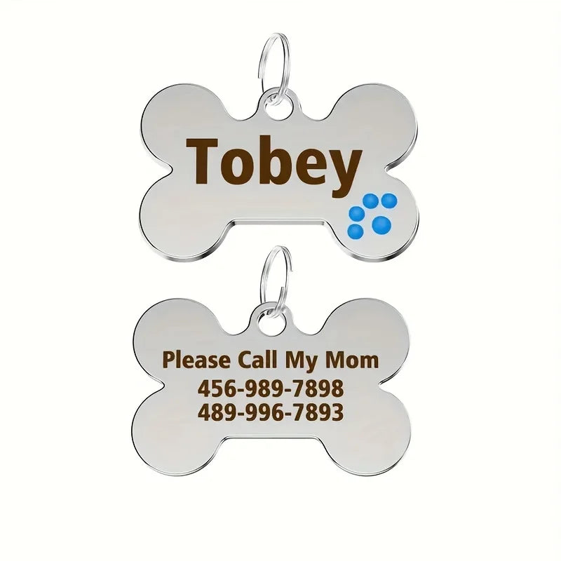 Custom Engraved Zinc Alloy Pet ID Tag Custom Pet Universal Tag Anti-Lost Design Custom Dog & Cat Name and Birthday Phone Number