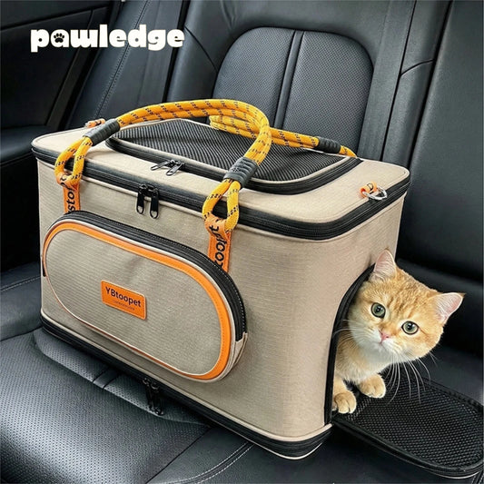 Outdoor Pet Carrier Bag, Water-Resistant Breathable Large Capacity Handbag, Convertible Leash Tote for Cats and Small Dogs