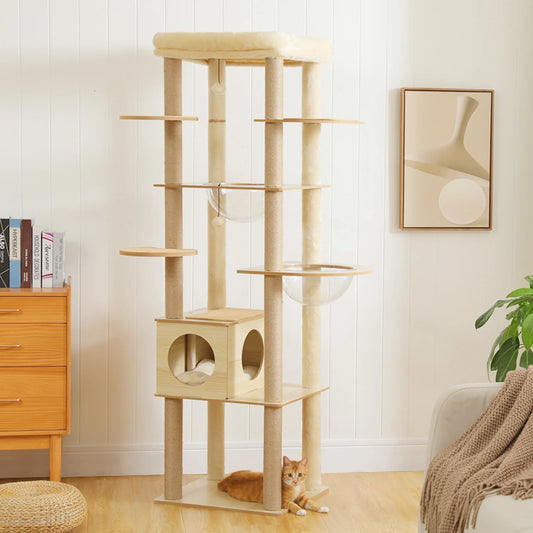 Wood Multi-Level Cat Tree for Indoor Cats