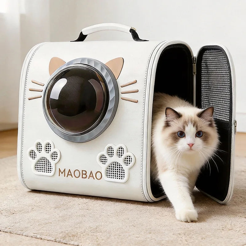 Cat Space Capsule Double-Shoulder Bag,Portable Large Capacity Space Capsule Cat Backpack,Pet Carrier for Cats Dogs,Travel Crate