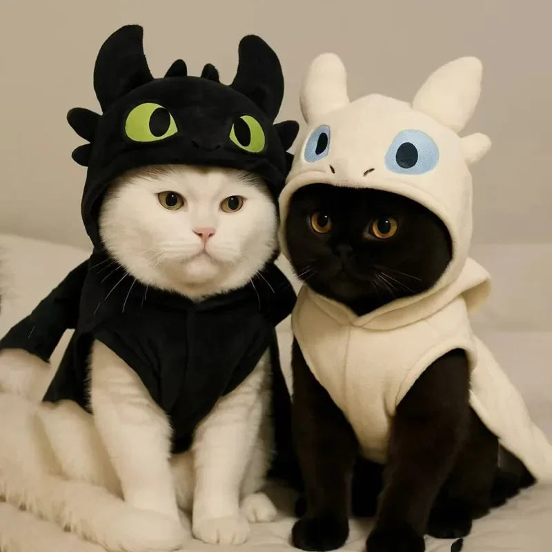Little Devil Cat Dog Clothes Winter Warm Pet Costume Puppy Kitten Sweater Blue Outfit Anti Hair Loss Soft Fleece Autumn