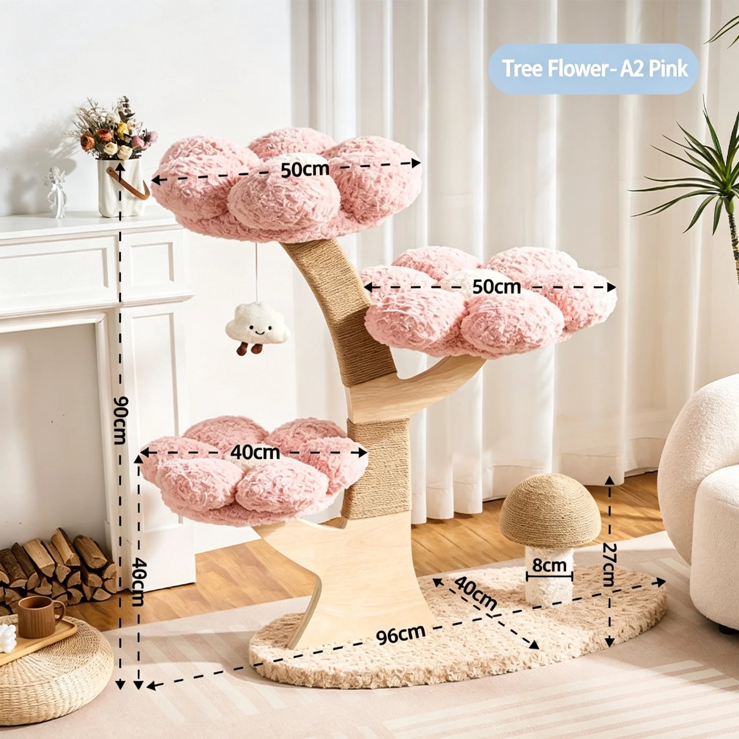 Pink Flower Cat Tree Tower