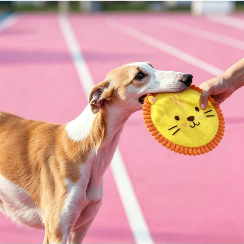 Dog Plush Toy Cartoon Flying Disc Toy Small Dog Teeth Grinding Toy Wear-resistant Bite-resistant Puppy Pet Product