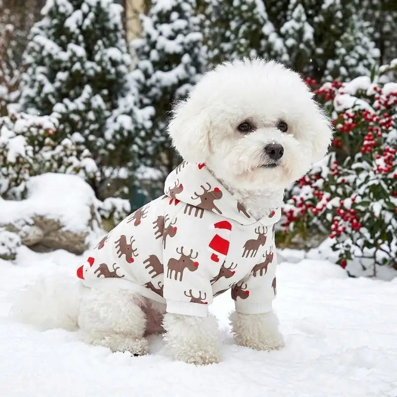 1 Pet Christmas Printed Hoodie Suitable for Cats, Dogs, Christmas Holiday Gift Outfit Matching