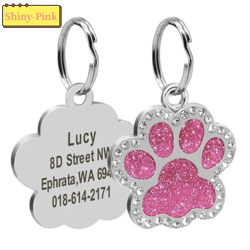 Personalized Paw Print Pet ID Tag – Custom Dog & Cat Collar Tag