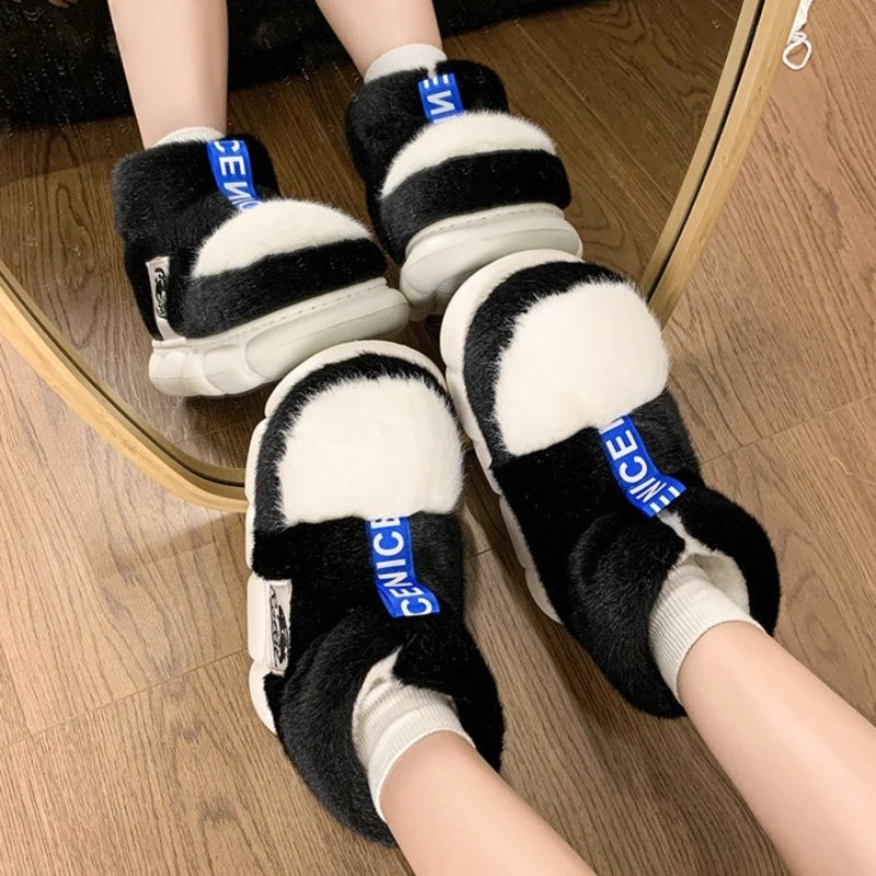 Women’s Purple Plush Platform Slippers – Cozy Winter House Shoes
