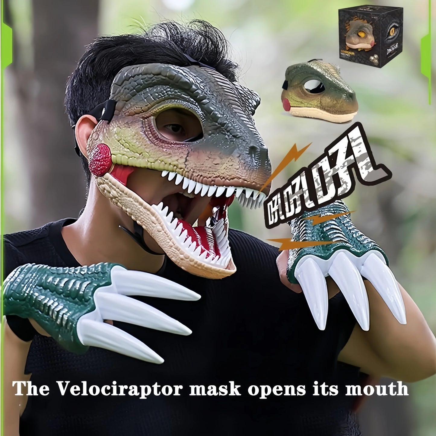 Dinosaur Mask Headgear That Can Feed and Make Sounds, Dog Headgear Mask, Pet Full Face Mask, Christmas Prank Headgear