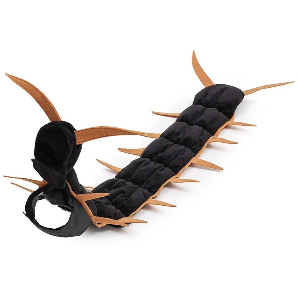 Plush Fluffy Halloween Centipede Cat Costume Long Segmented Simulated Centipede Pet Transform Cosplay Adjustable Creepy