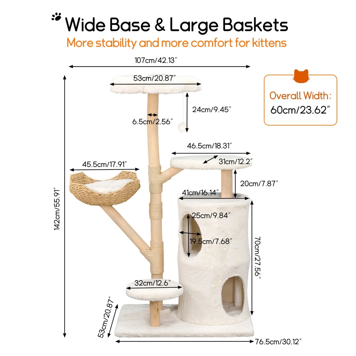 Multi-Level Cat Tree with Hanging Ball & Scratching Posts