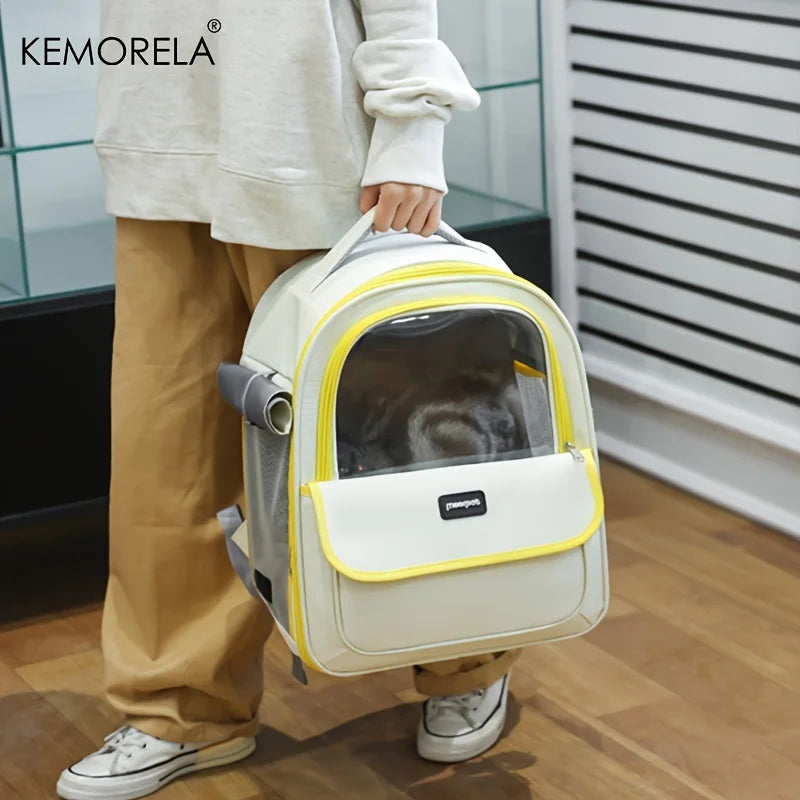 Large Capacity Breathable Mesh Portable Foldable Pet Carrier Backpack for Dog and Cat Outdoor Travel Camping Hiking Supplies