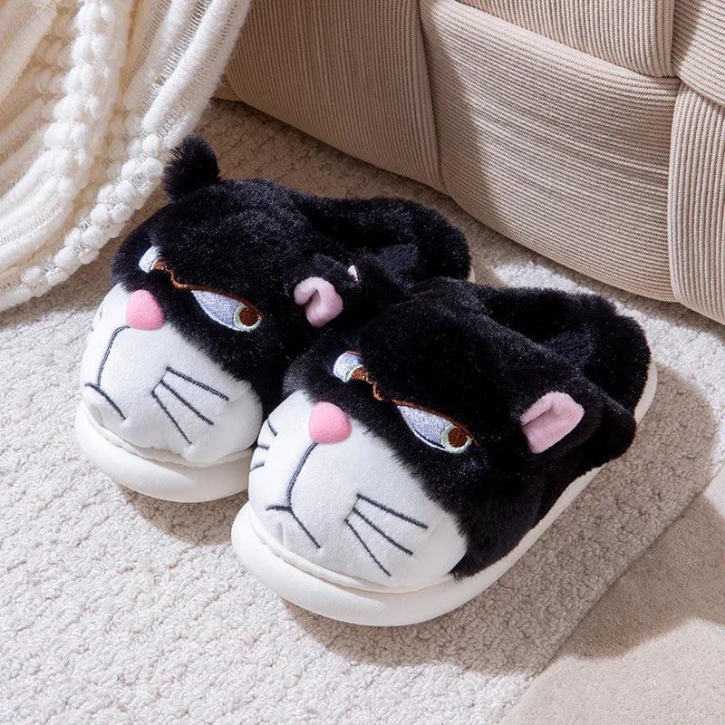 Women’s Cat Plush Slippers – Cute Fuzzy Cozy House Shoes