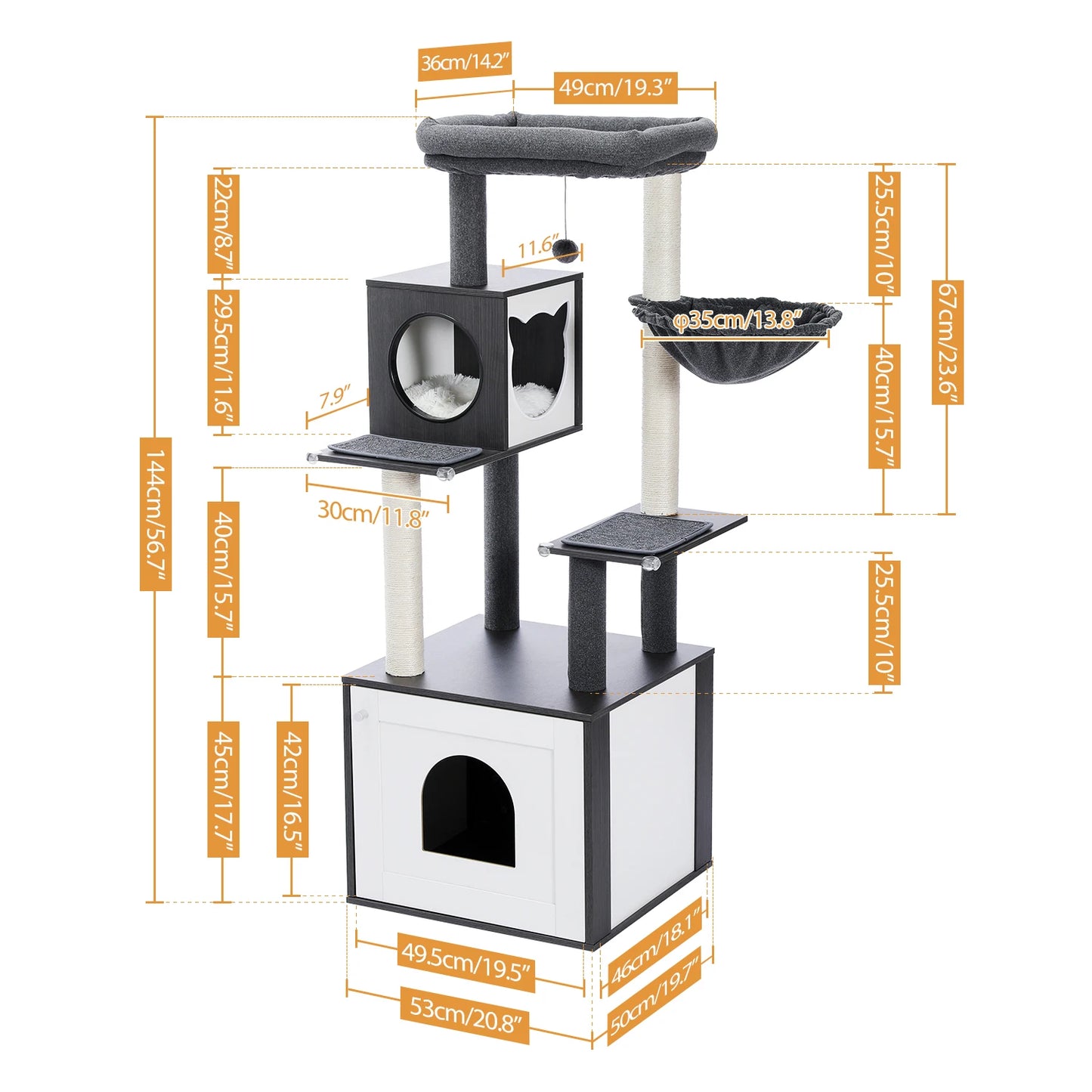 Wood Multi-Level Cat Tree for Indoor Cats