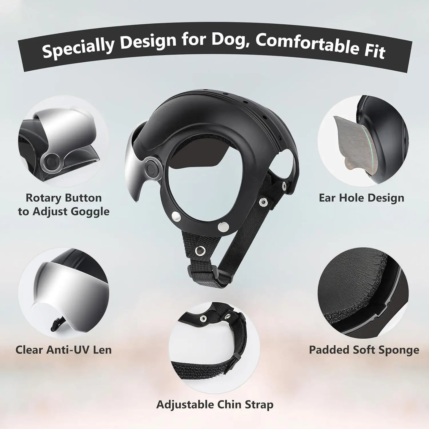 Dog Helmet for Small Breed Cool Pet Motorcycle Helmet with Drop-Down Silver Visor (Without Rivets and Rivets)