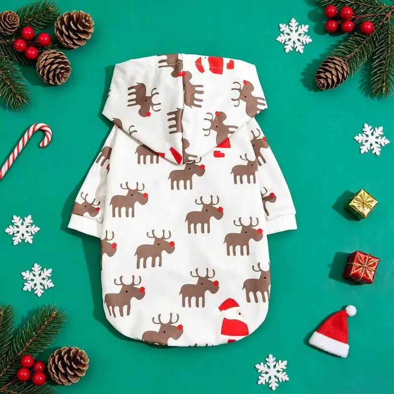 1 Pet Christmas Printed Hoodie Suitable for Cats, Dogs, Christmas Holiday Gift Outfit Matching