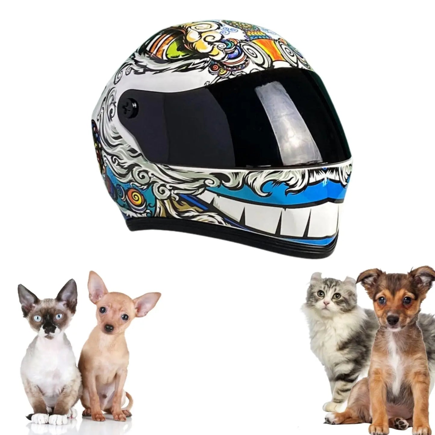 Cat Motorcycle Helmet Full Face Outdoor Riding Helmet Hat ABS Material Cat Dog Doggie Puppy Kitten Pet Supplies Racing PINK NEW