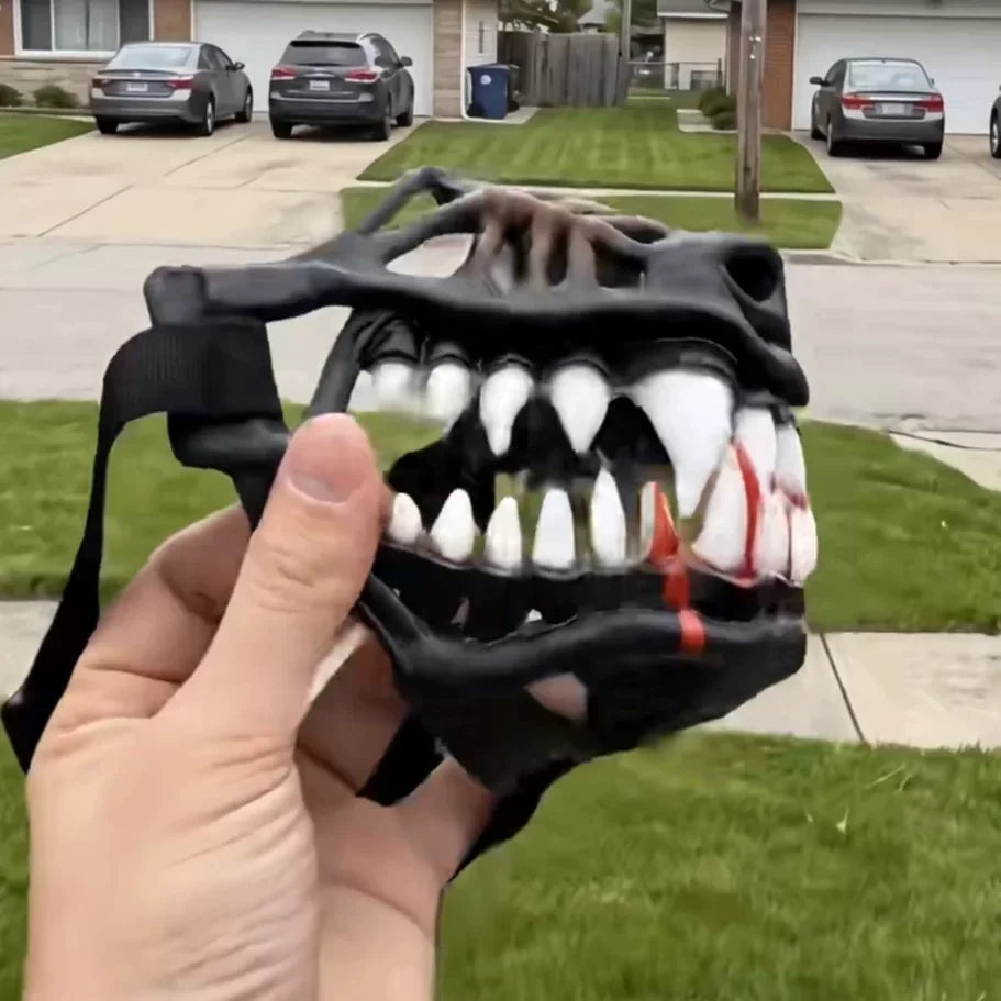 Halloween Dog Muzzle Latex Scary Beast Mouth Mask Movable Teeth Pet Cosplay Costume Muzzle For Dogs Party Dress Up Accessories