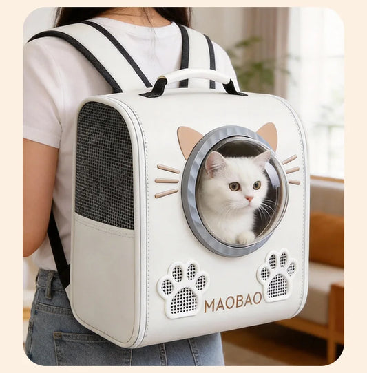 Cat Space Capsule Double-Shoulder Bag,Portable Large Capacity Space Capsule Cat Backpack,Pet Carrier for Cats Dogs,Travel Crate