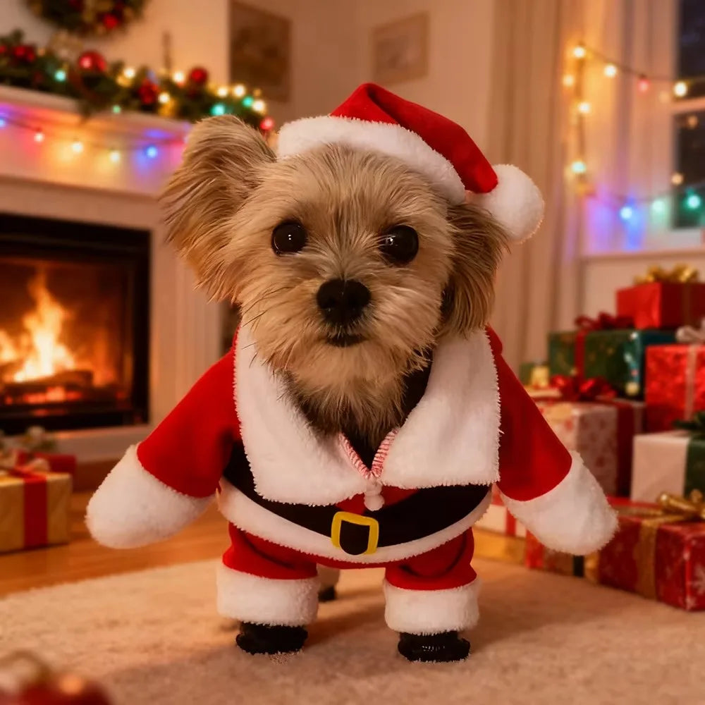 Christmas Pet Costume for Small Dogs Cats Funny Santa Claus Cosplay Dog Jumpsuit for Party Cute Pets Clothes Chihuahua Pug Coat