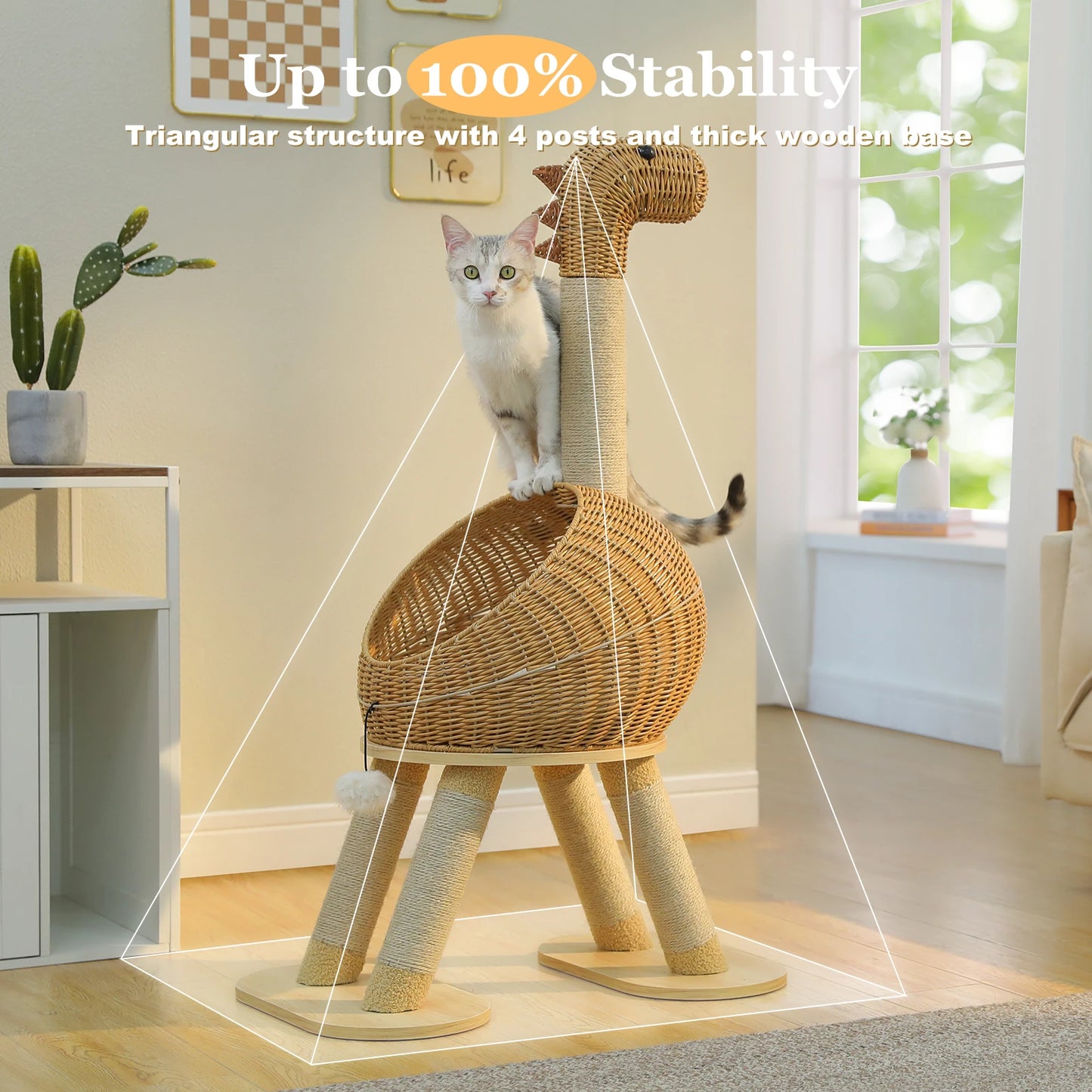 Dinosaur Cat Tree with Sisal Scratching Post