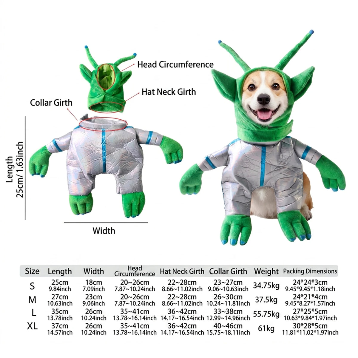 Funny Alien Halloween Costume for Dogs & Cats – Cute Space Pet Outfit