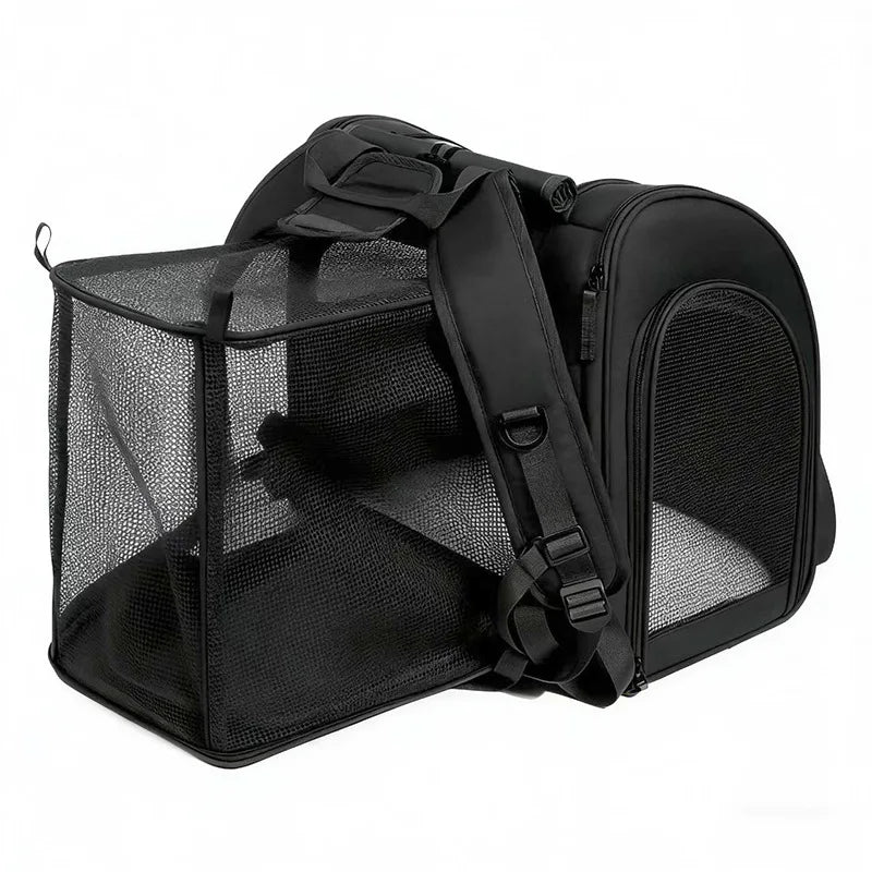 Portable cat bag, expandable large-capacity pet backpack, foldable small-medium-sized dog and cat travel bag Small/Medium Dogs