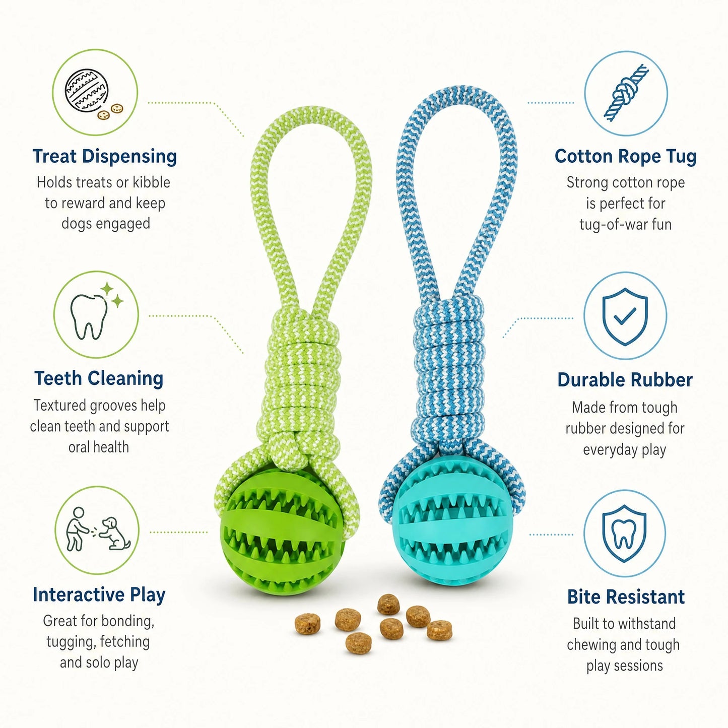 Interactive Dog Toys Treat Dispensing Ball Cotton Rope Tug Chew Toy for Small Medium Large Dogs Teeth Cleaning Bite Resistant Pet Supply