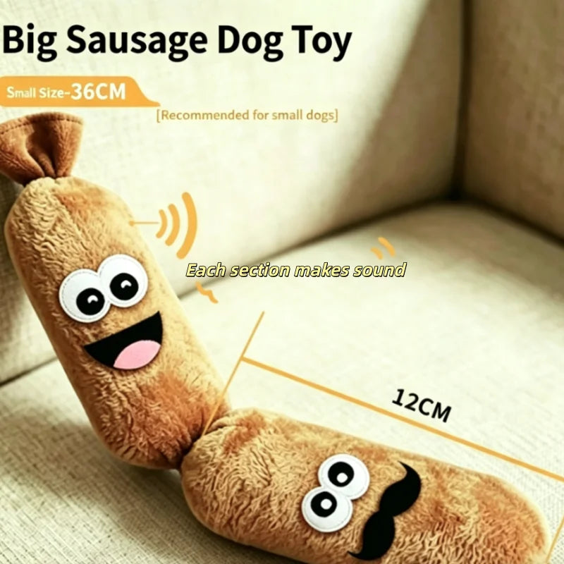 Durable Dog Plush Chew Toy Squeak Chewable Molar Simulated Sausage with BB Sound Teeth Cleaning Bite-Resistant for Puppies