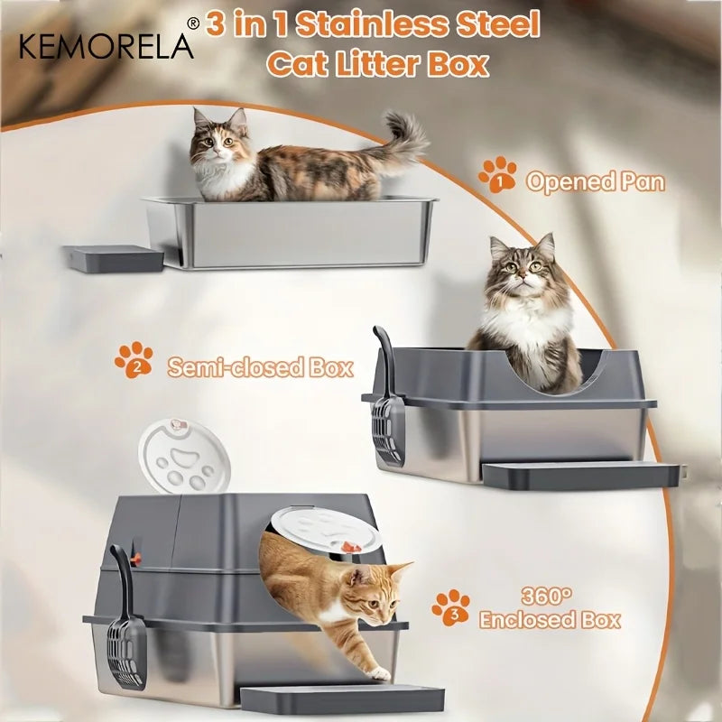 Stainless Steel Cat Litter Box with High Sides