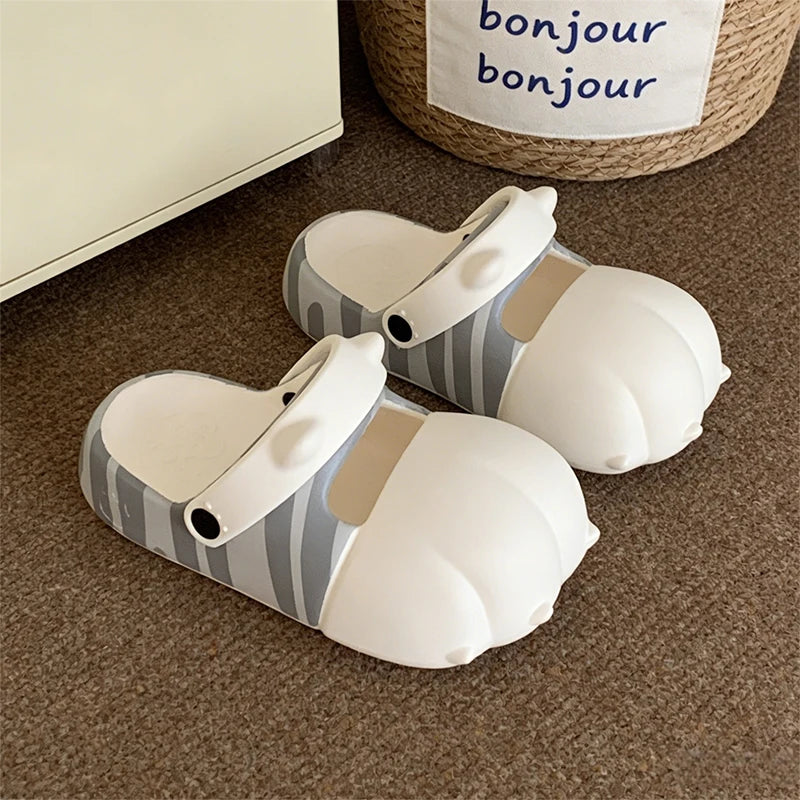 Women’s EVA Platform Slippers – Color Block Closed-Toe Sandals