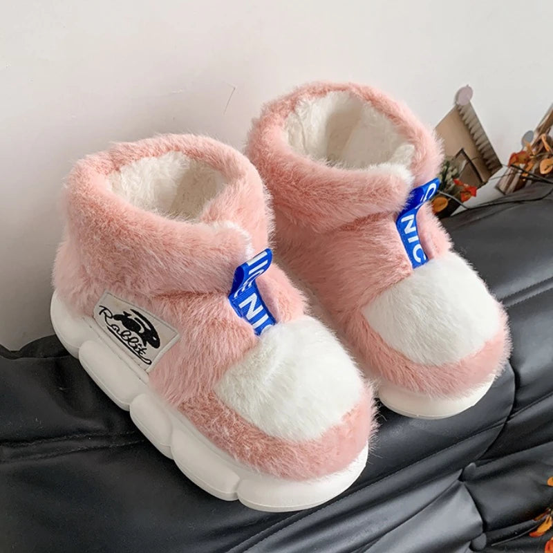 Women’s Purple Plush Platform Slippers – Cozy Winter House Shoes
