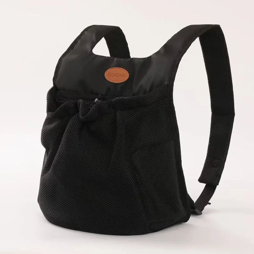 Breathable Foldable Pet Backpack Double Shoulder Chest Carrier, Adjustable Puppy Transport Bag For Outdoor Walking Hiking
