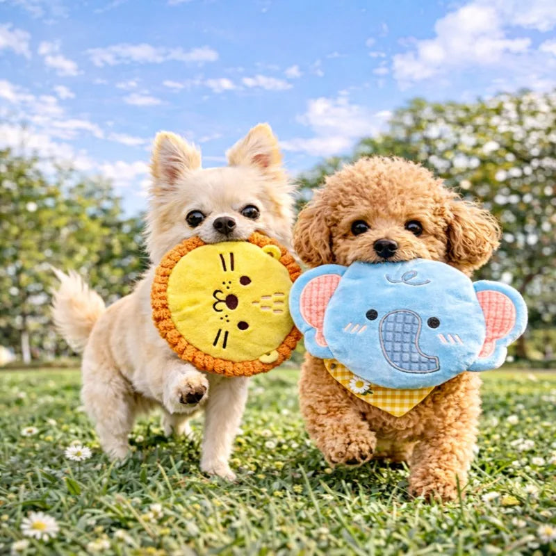 Dog Plush Toy Cartoon Flying Disc Toy Small Dog Teeth Grinding Toy Wear-resistant Bite-resistant Puppy Pet Product