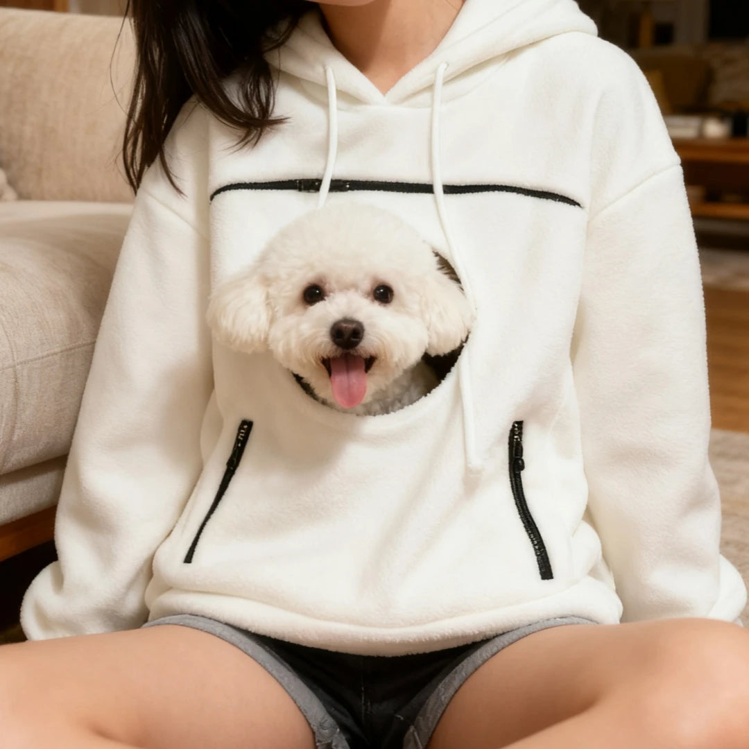 Handmade Emerald Bouclé Pet Hoodie Carrier – Soft Dog & Cat Pullover with Pocket, Cozy Sling Alternative for Chihuahua