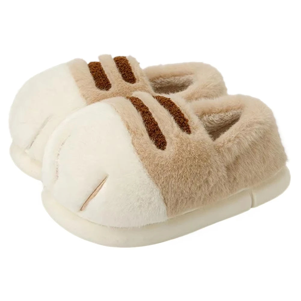 Kitty Claw Plush Slippers – Cute Fuzzy Cat House Shoes for Women