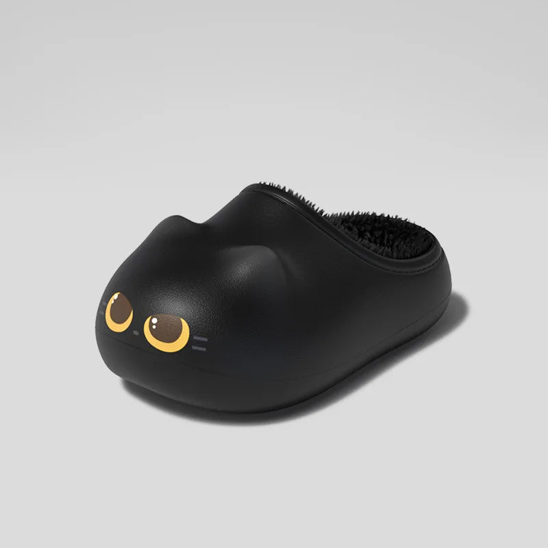 Kawaii Black Cat Paw Slippers – Cute Women’s Cozy House Shoes