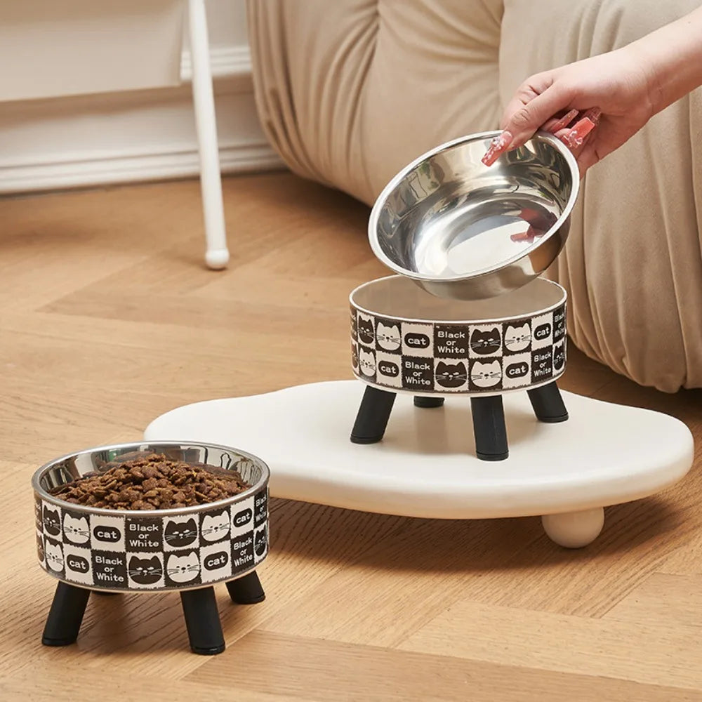 Elevated Stainless Steel Cat Bowl with Non-Slip Stand