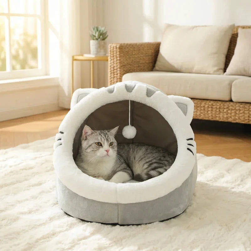 Plush Round Cat Bed