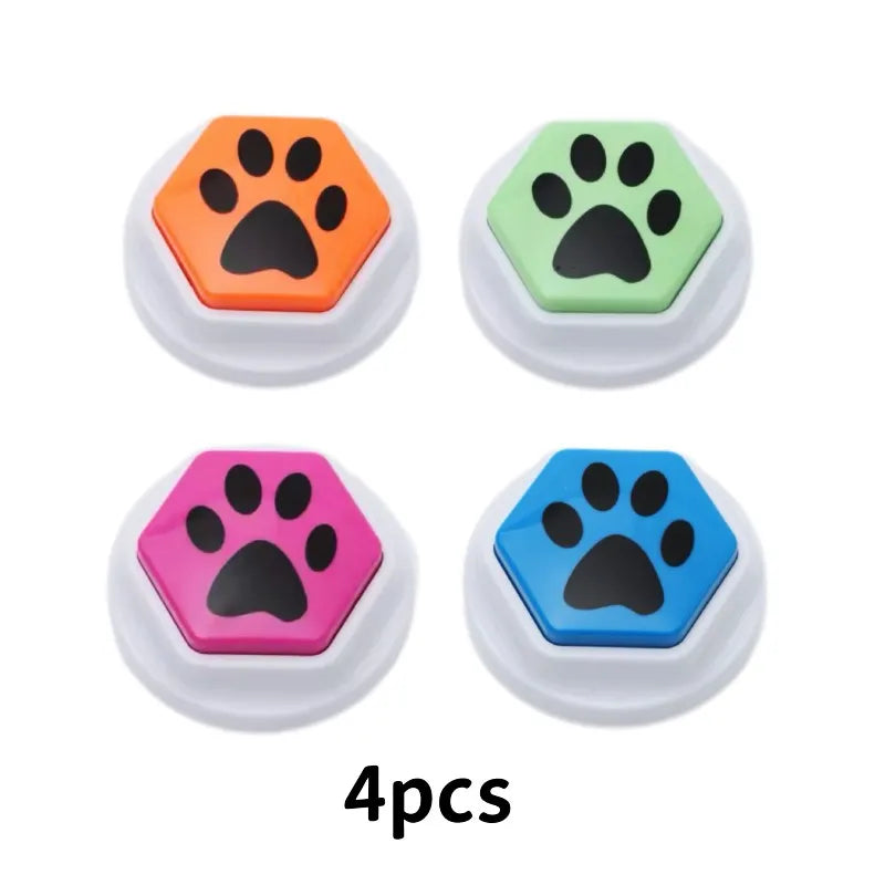 Dog Recordable Talking Sound Button Dog Toy Interactive Voice Buttons For Communication Hexagonal Paw Print Pattern Dog Training