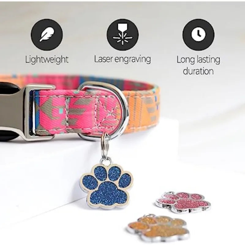 Personalized Paw Print Pet ID Tag – Custom Dog & Cat Collar Tag