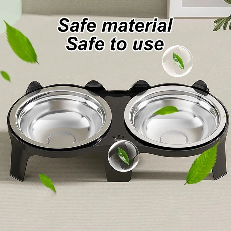 Anti-Tip Double Stainless Steel Pet Bowls for Dogs & Cats